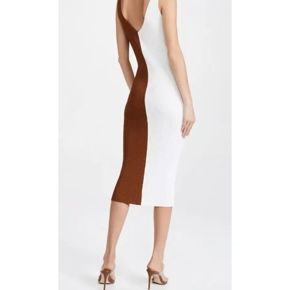 Staud Dana block dress in cream and brown EUC - Picture 4 of 11